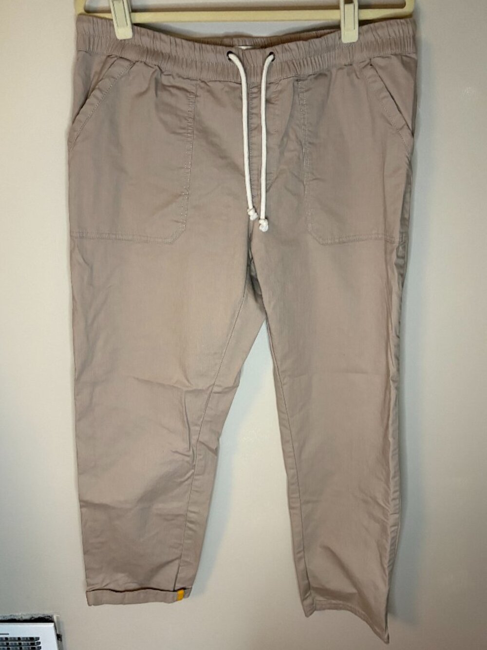 Pact Tan Organic Cotton Woven Twill Drawstring‎ Roll Up Casual Pants XL